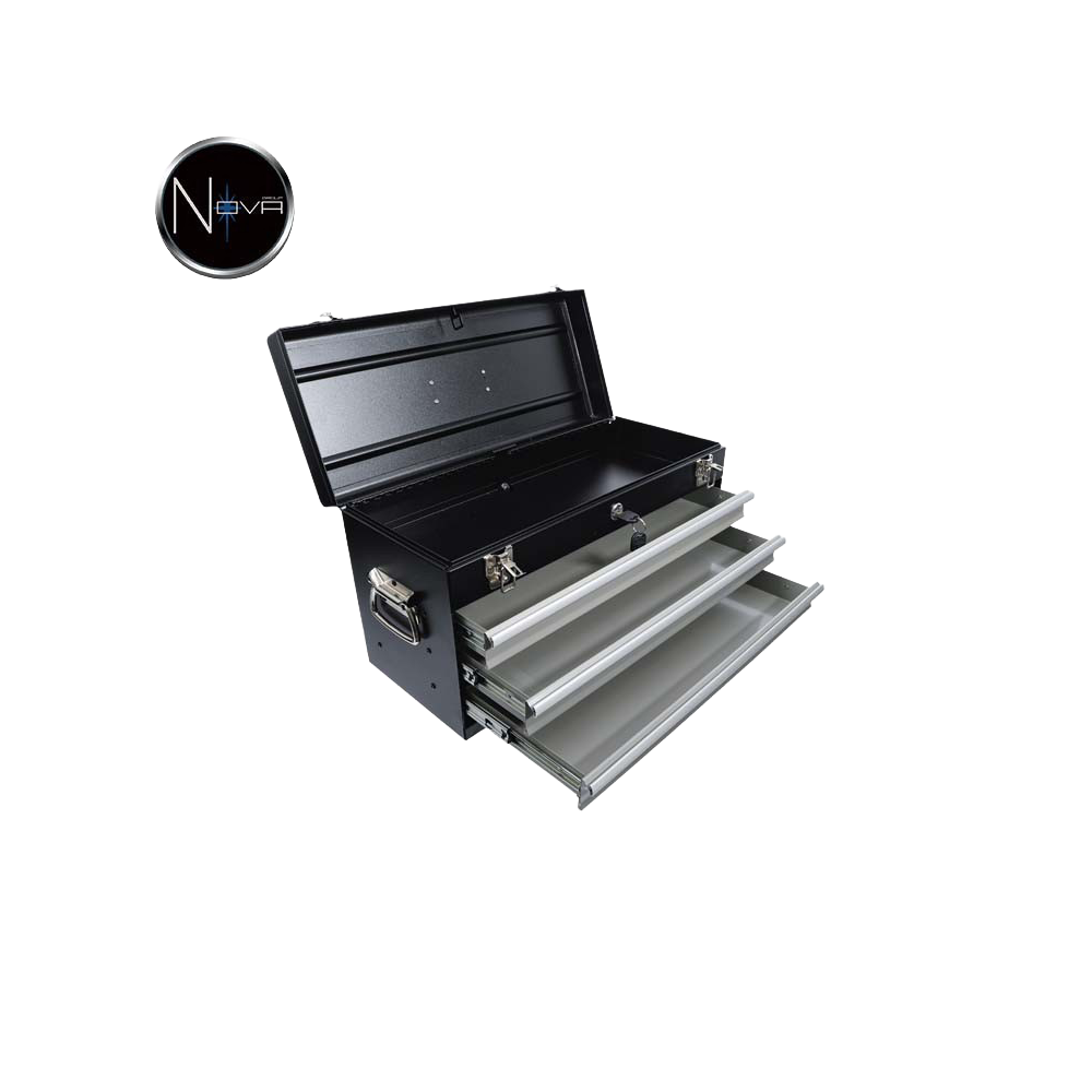 Caisse à outils métallique vue de biais