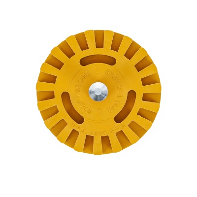 Vue de face de la gomme enlève autocollants Ø 100 mm pour perceuse